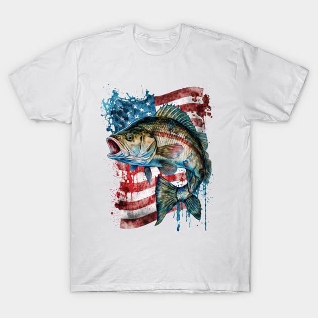 4th of July Fish T-Shirt by Chromatic Fusion Studio